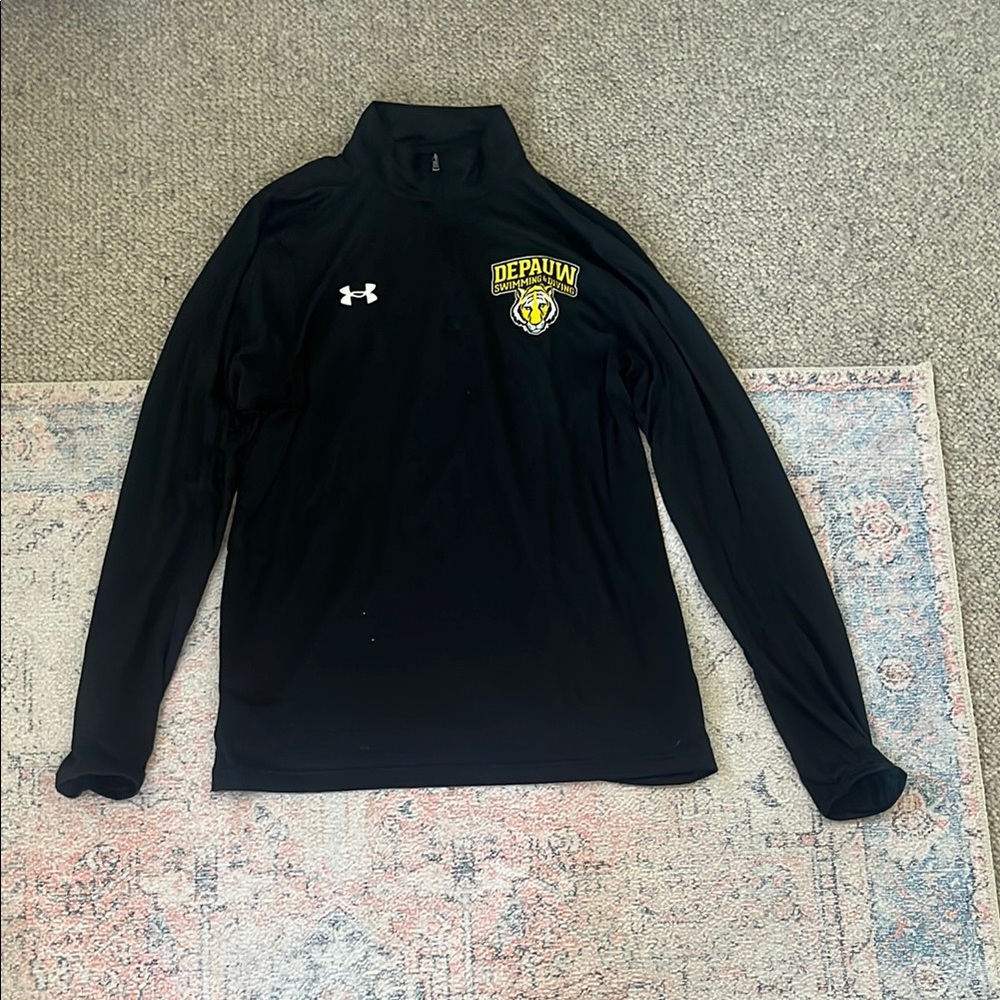 Under Armour Black half zip Long Sleeve with DePauw Emblem